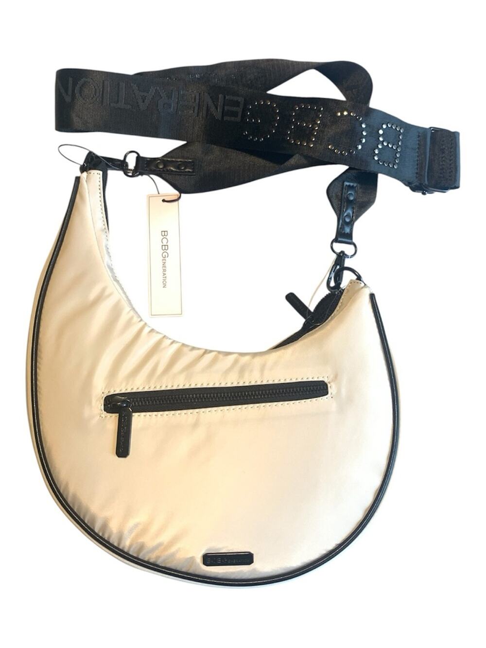 BCBGeneration Stone Crescent Crossbody Bag with Black Strap